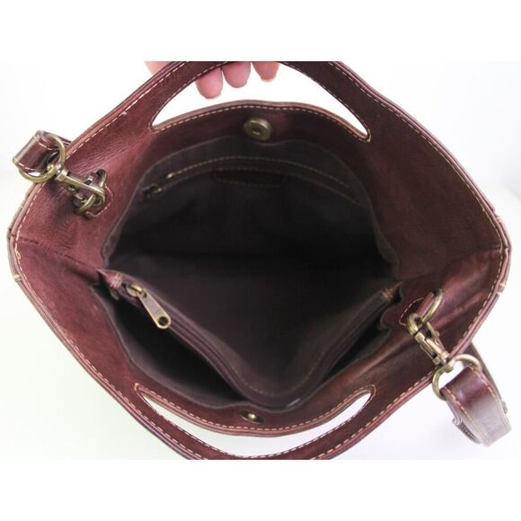 Chaos BROWN GENUINE LEATHER SHOULDER BAG X-BODY SATCHEL HANDBAG ORGANIZER PURSE - Picture 9 of 16